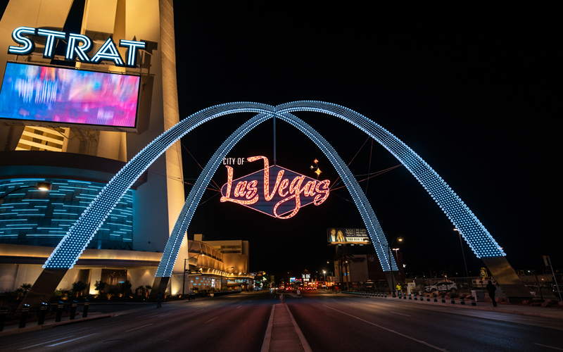 New gateway arch almost complete on Las Vegas Boulevard